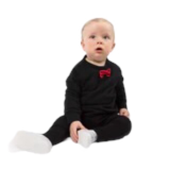 The Tiny Universe Black Bow Tie Sweatshirt 12M - Picture 2 of 6